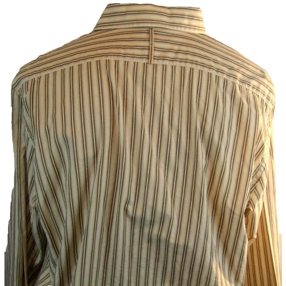Mens Banana Republic Brown Striped LS Cotton Casual Shirt sz L
